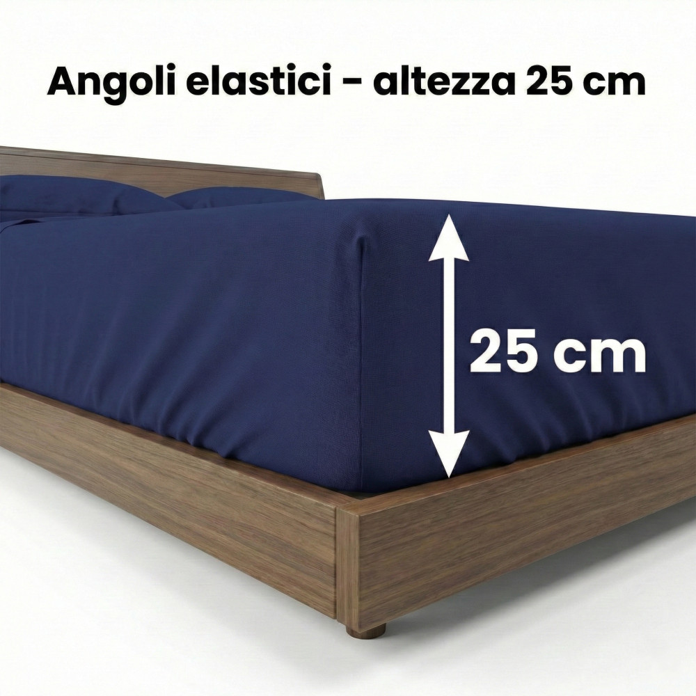 STRONG SHEETS sheet set solid color DARK BLUE pure COTTON Made in Italy