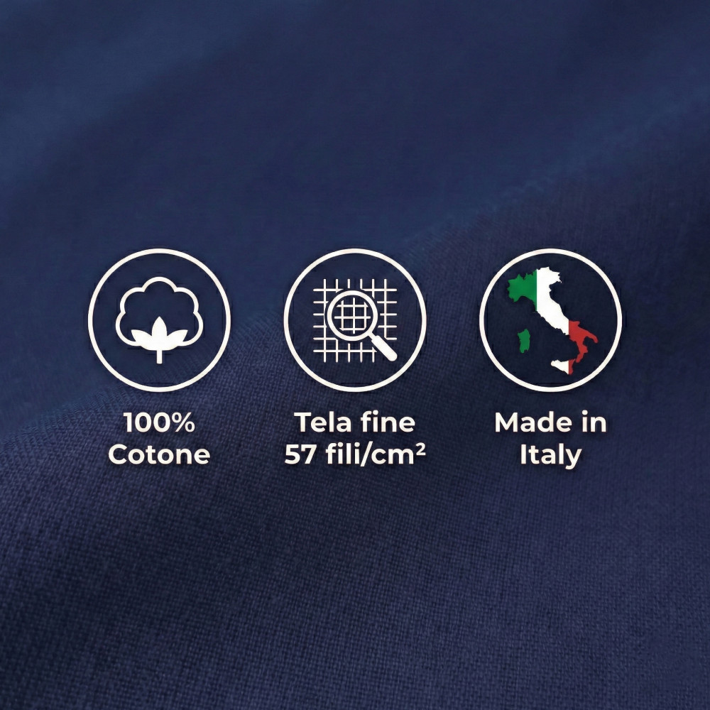 Set de Draps de Lit en Coton en couleur unie BLEU FONCÉ STRONG fabriqué en Italie