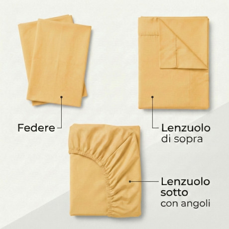 SHEET SET STRONG SHEETS solid color OCRA pure COTTON Made in Italy