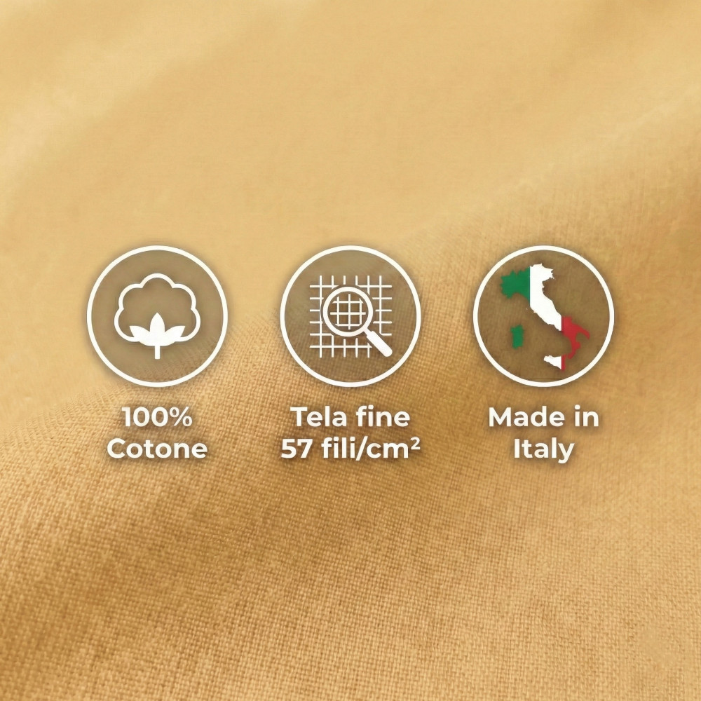 Set de Draps de Lit en Coton en couleur unie  OCRE STRONG fabriqué en Italie
