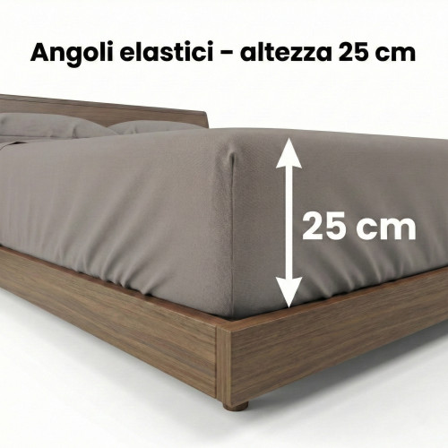 LAKEN-SET STRONG SHEETS unifarben Taubengrau reine BAUMWOLLE Made in Italy