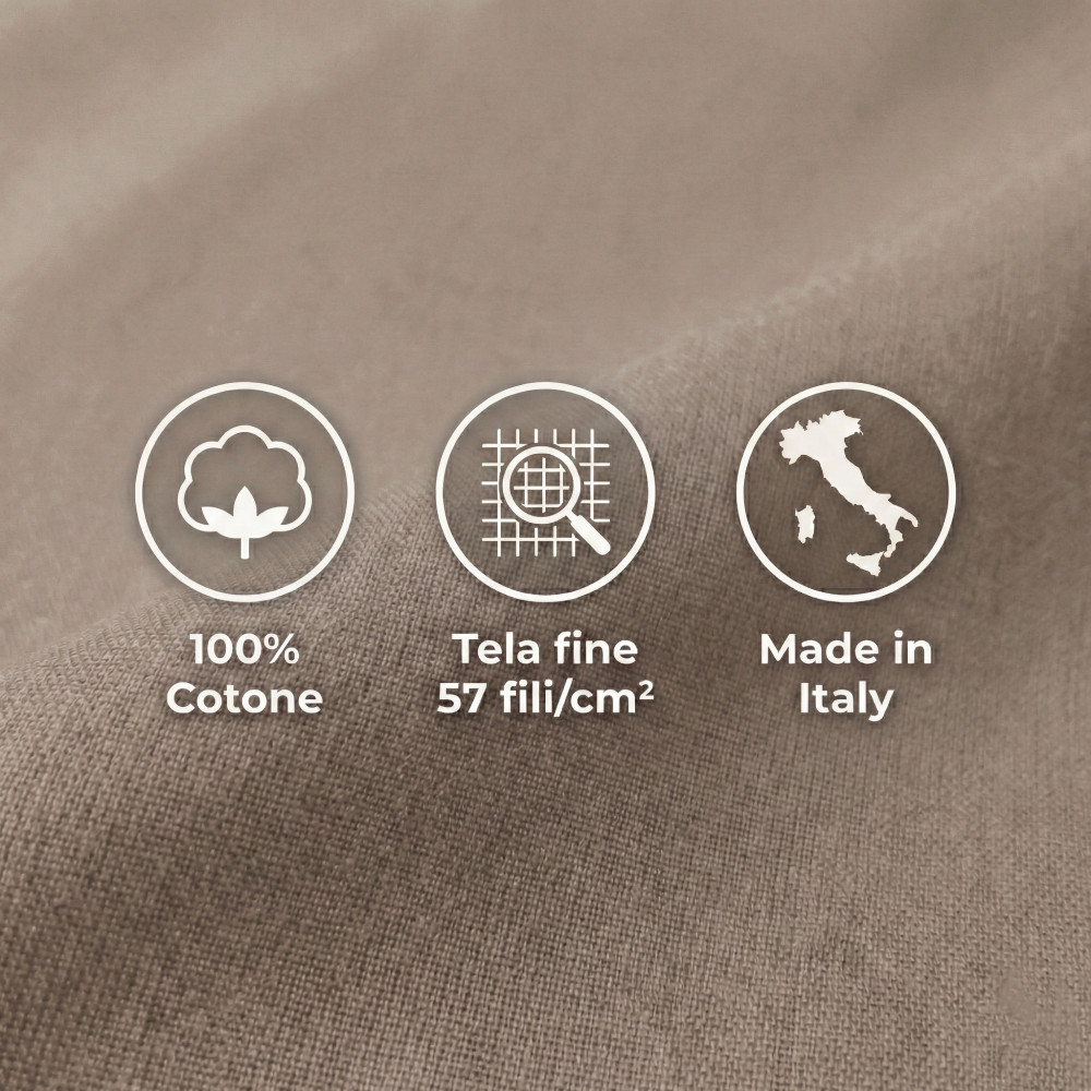 LAKEN-SET STRONG SHEETS unifarben Taubengrau reine BAUMWOLLE Made in Italy