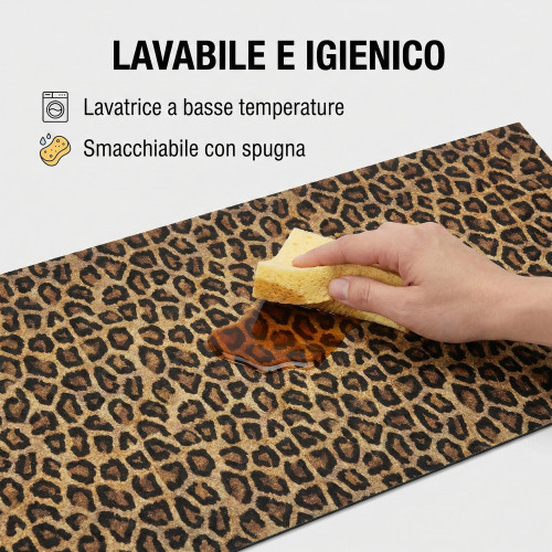 ALFOMBRA Corredor de cocina Antideslizante Corredor moteado de leopardo Hecho en Italia