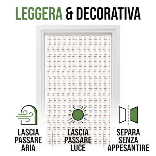 Tenda a Fili con Perline Marroni per Porta e Finestra - Asta PVC, Fili in Poliestere