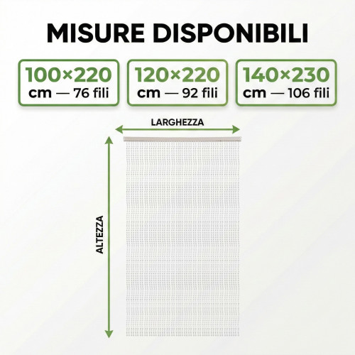 Tenda a Fili con Perline Trasparenti per Porta e Finestra - Asta PVC e Fili in Poliestere Decorativi