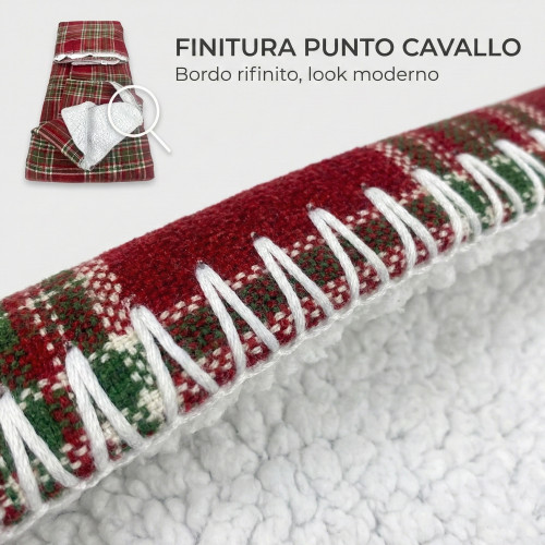 Plaid Double Scottish Blanket 210x230 - Double Side Sherpa Lamb - Red Green Soft