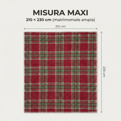 Manta Escocesa Doble de Cuadros 210x230 - Cordero Sherpa de Doble Lado - Rojo Verde Suave