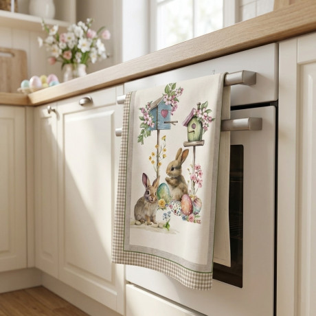 copy of Cotton Kitchen Towels Set 5 Pieces 50x70 cm – Floral and Cat Patterns – Made in Italy with Buttonhole