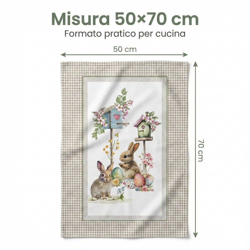 copy of Cotton Kitchen Towels Set 5 Pieces 50x70 cm – Floral and Cat Patterns – Made in Italy with Buttonhole