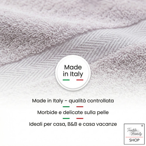 Coppia Asciugamani Viso e Ospite Incenso Rosa - Spugna 100% Cotone 450 g/m² Made in Italy