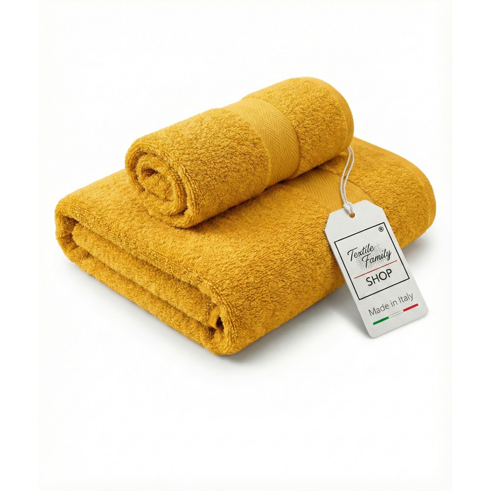 copy of Coppia Asciugamani Viso e Ospite in Spugna 100% Cotone 450 g/m² Verde Petrolio 60x110 e 40x60