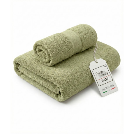 copy of Coppia Asciugamani Viso e Ospite in Spugna 100% Cotone 450 g/m² Verde Petrolio 60x110 e 40x60