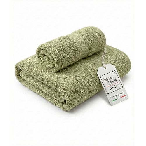 copy of Coppia Asciugamani Viso e Ospite in Spugna 100% Cotone 450 g/m² Verde Petrolio 60x110 e 40x60