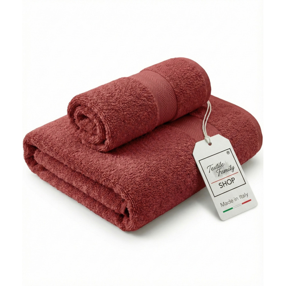 copy of Coppia Asciugamani Viso e Ospite in Spugna 100% Cotone 450 g/m² Verde Petrolio 60x110 e 40x60