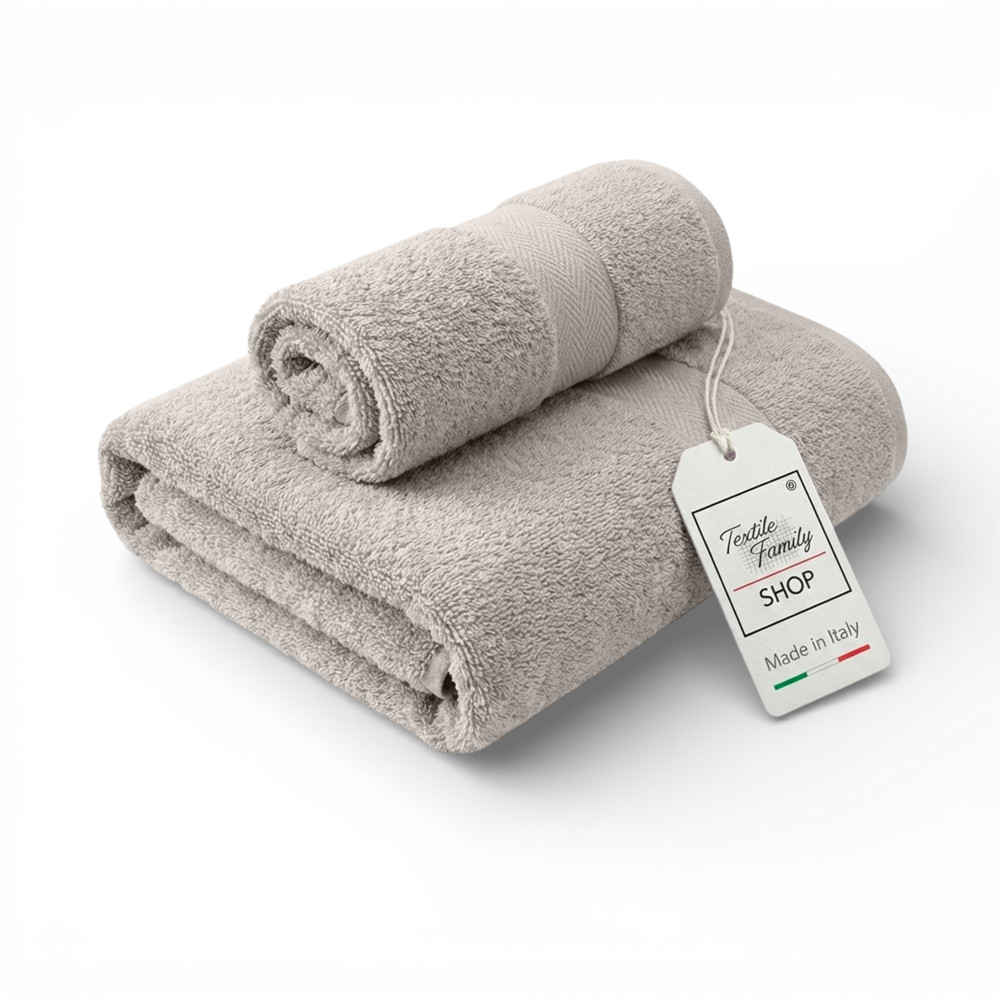 Paire de serviettes Luna Face et Guest - 100 % coton éponge 450 g/m² Fabriqué en Italie