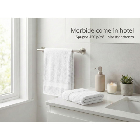 Pair of Black Face and Guest Towels - 100% Cotton Terry Towel 450 g/m² Made in Italy