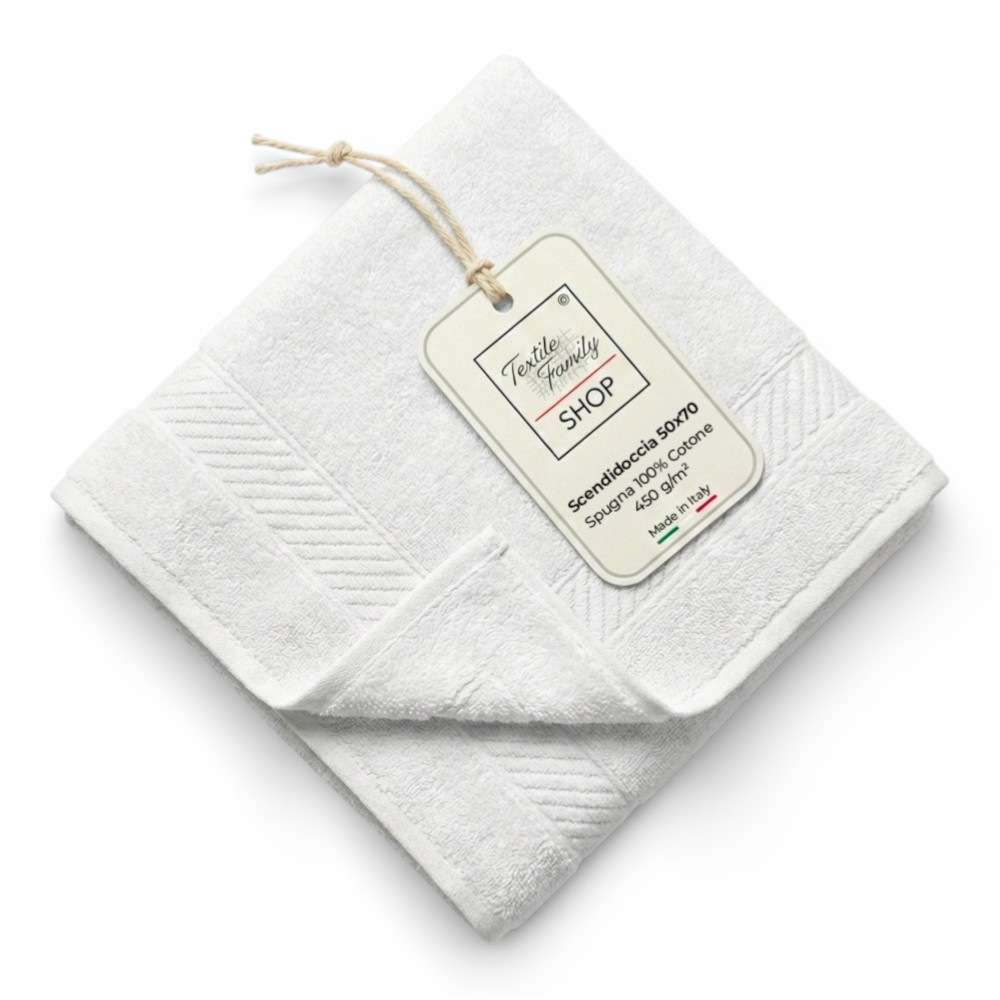 Scendidoccia Bagno Bianco 50x70 Spugna Cotone 450 g/m² - Tappetino Doccia Made in Italy