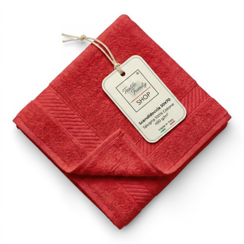 Scendidoccia Bagno Rosso 50x70 Spugna Cotone 450 g/m² - Tappetino Doccia Made in Italy