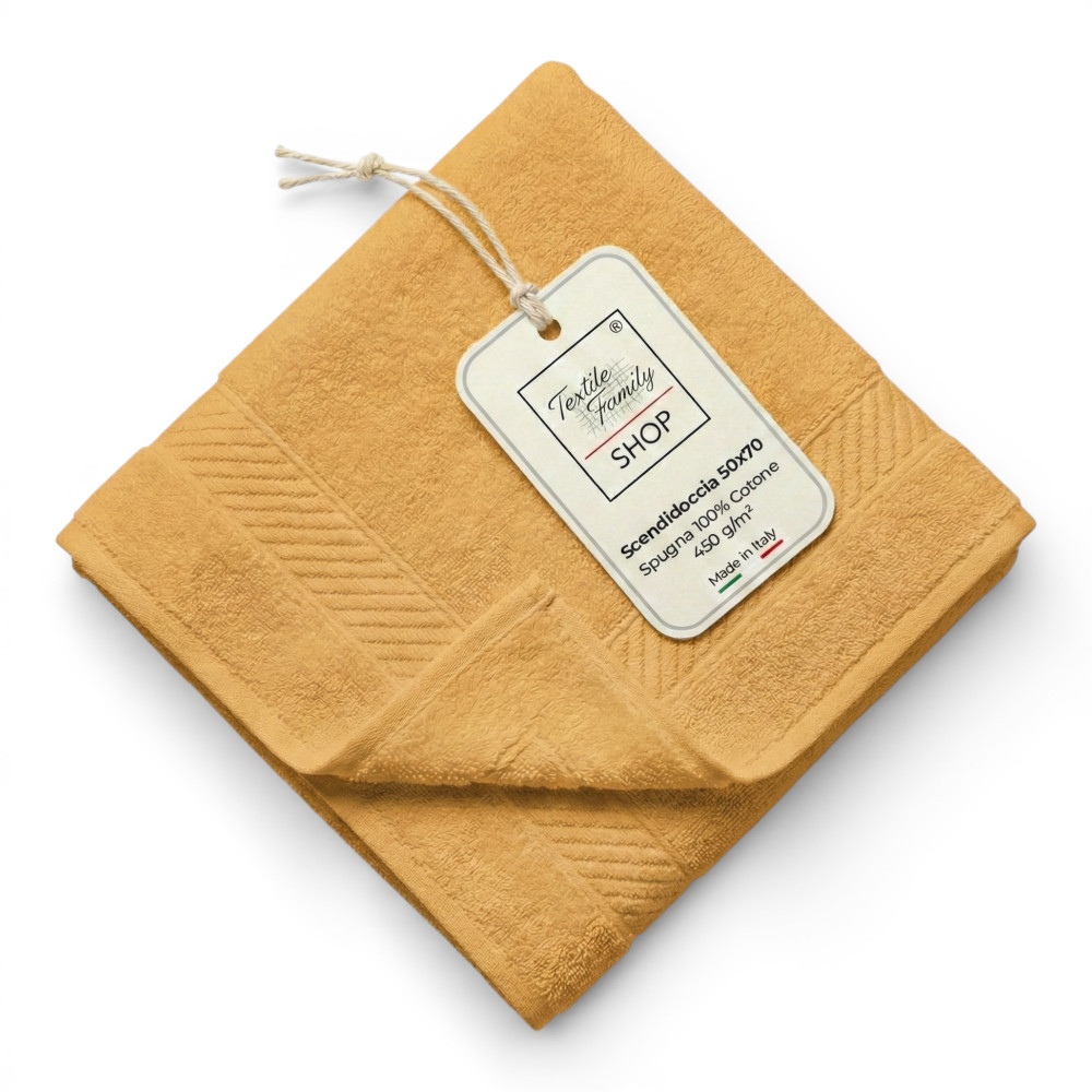 Scendidoccia Bagno Ocra 50x70 Spugna Cotone 450 g/m² - Tappetino Doccia Made in Italy