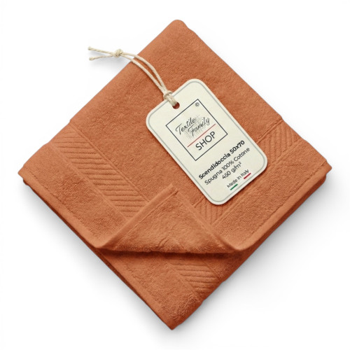 Scendidoccia Bagno Terracotta 50x70 Spugna Cotone 450 g/m² - Tappetino Doccia Made in Italy