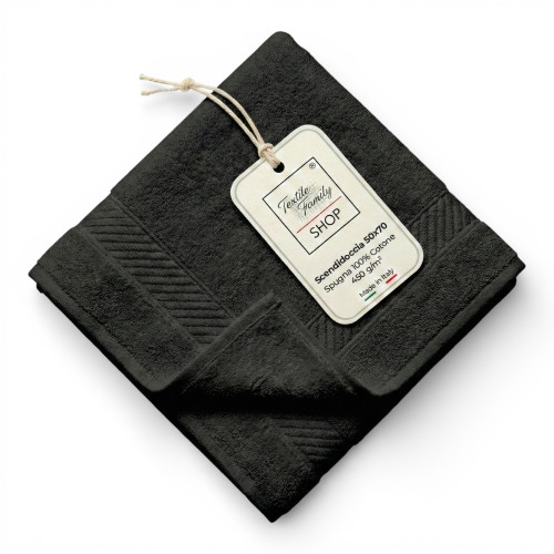 Scendidoccia Bagno Nero 50x70 Spugna Cotone 450 g/m² - Tappetino Doccia Made in Italy