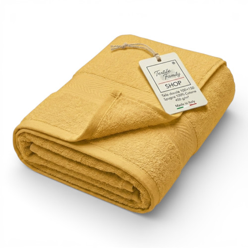 Telo Doccia Oro 100x150 in Spugna 100% Cotone 450 g/m² Made in Italy