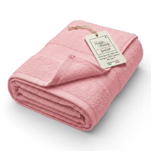 Telo Doccia Rosa Antico 100x150 in Spugna 100% Cotone 450 g/m² Made in Italy