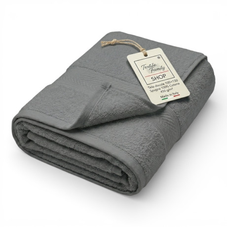 Telo Doccia Grisaglia 100x150 in Spugna 100% Cotone 450 g/m² Made in Italy