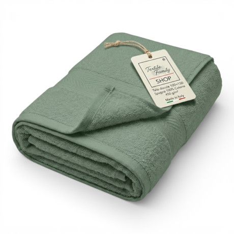 Telo Doccia Asparago 100x150 in Spugna 100% Cotone 450 g/m² Made in Italy