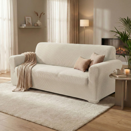 STRETCH SOFA COVER ATHENS universal MILK WHITE bi-elastic