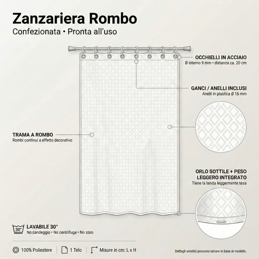 TENDA rete ZANZARIERA a ROMBO da esterno piombata in 8 misure diverse unito VERDE