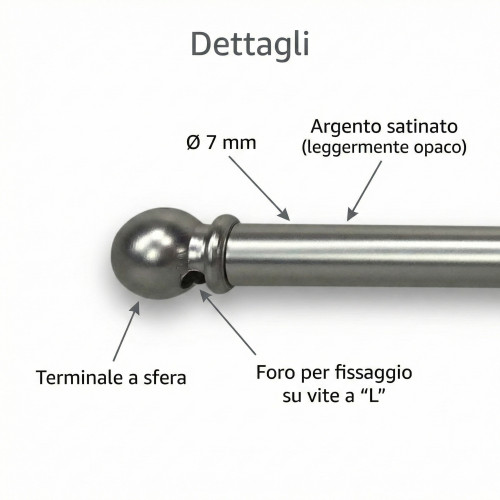 Pair of Tex brass NICKEL-PLATED SILVER Adjustable Rods for Glass Curtain