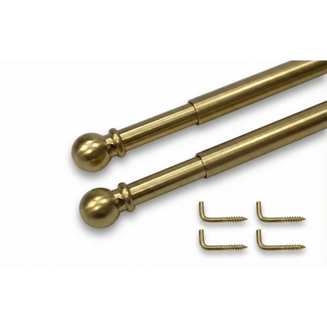 Pair of Tex POLISHED brass adjustable rods for glass curtain