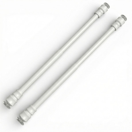 Paire de TIGES Tex WHITE ALUMINIUM RESSORT pression RÉGLABLE Pour rideaux en verre