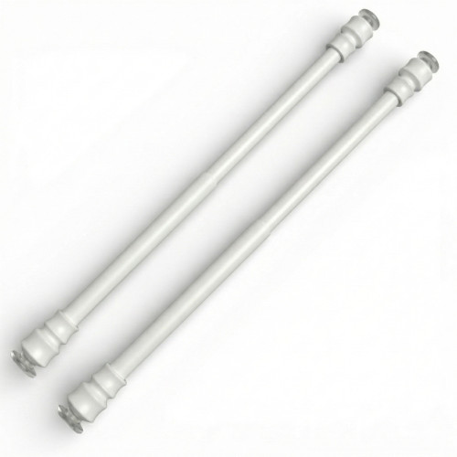 Paire de TIGES Tex WHITE ALUMINIUM RESSORT pression RÉGLABLE Pour rideaux en verre