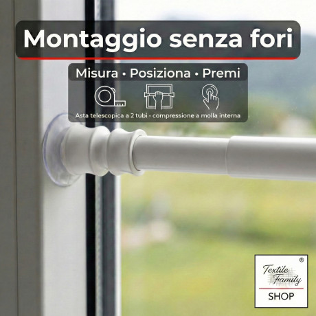 Pair of Tex WHITE ALUMINIUM SPRING adjustable pressure rods For glass blinds