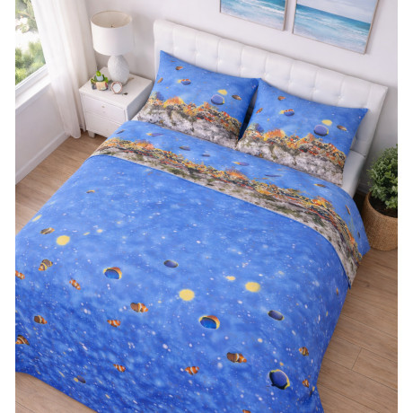 SET OF SHEETS NATURE SEA CORAL REEF in pure cotton