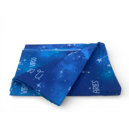 Funda de signos azules del zodiaco en Loneta - Cubierta grande multiusos para colcha/sofá - Fabricada en Italia