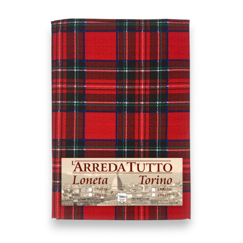 Telo Copritutto Tartan Rosso - 100% Cotone - Gran Foulard Multiuso Copridivano/Copriletto - Made in Italy