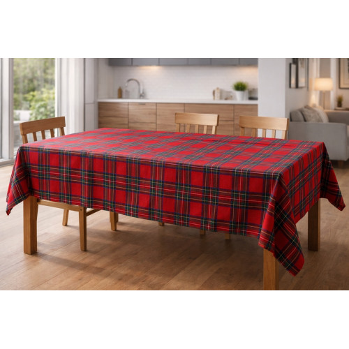 Roter Tartan-Bezug aus Loneta 70% Baumwolle – Gran Scarf Mehrzweck-Sofabezug/Bettdecke – Hergestellt in Italien