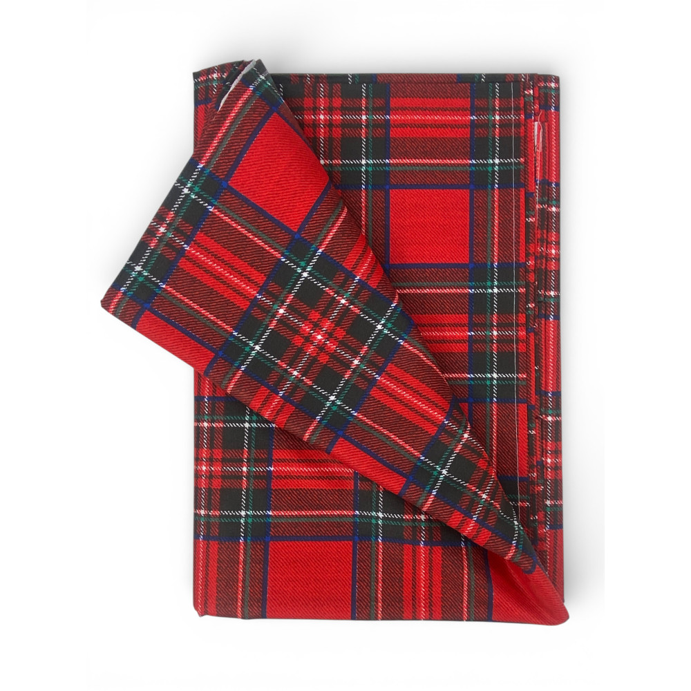 Red Tartan Cover in Loneta 70% Cotton - Gran Scarf Multipurpose Sofa Cover/Bedspread - Made in Italy