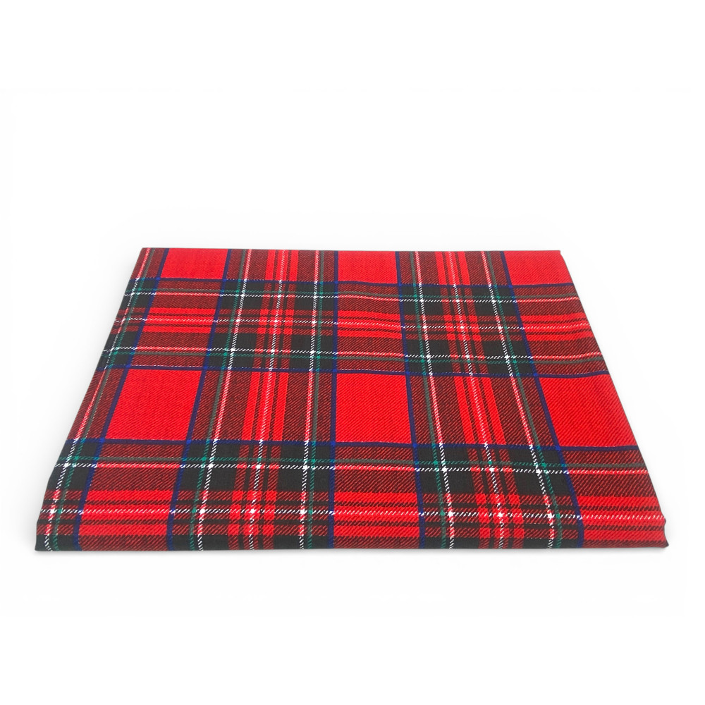 Red Tartan Cover in Loneta 70% Cotton - Gran Scarf Multipurpose Sofa Cover/Bedspread - Made in Italy