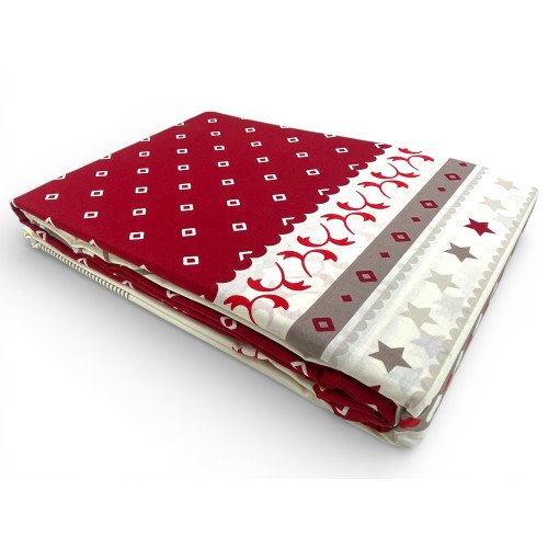 Funda de edredón Edelweiss Heart Heart Red 100% algodón - Set de cama de invierno con fundas de almohada, botones y aleta 40 cm