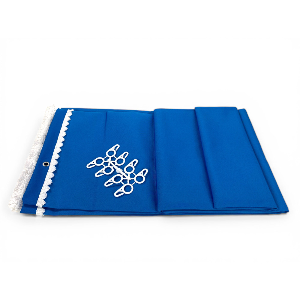 Auvent Vertigo Tex Family Bleute uni 100 % polyester étanche, fil imperméable et résistant à l’eau, œillets teints, frange en ac