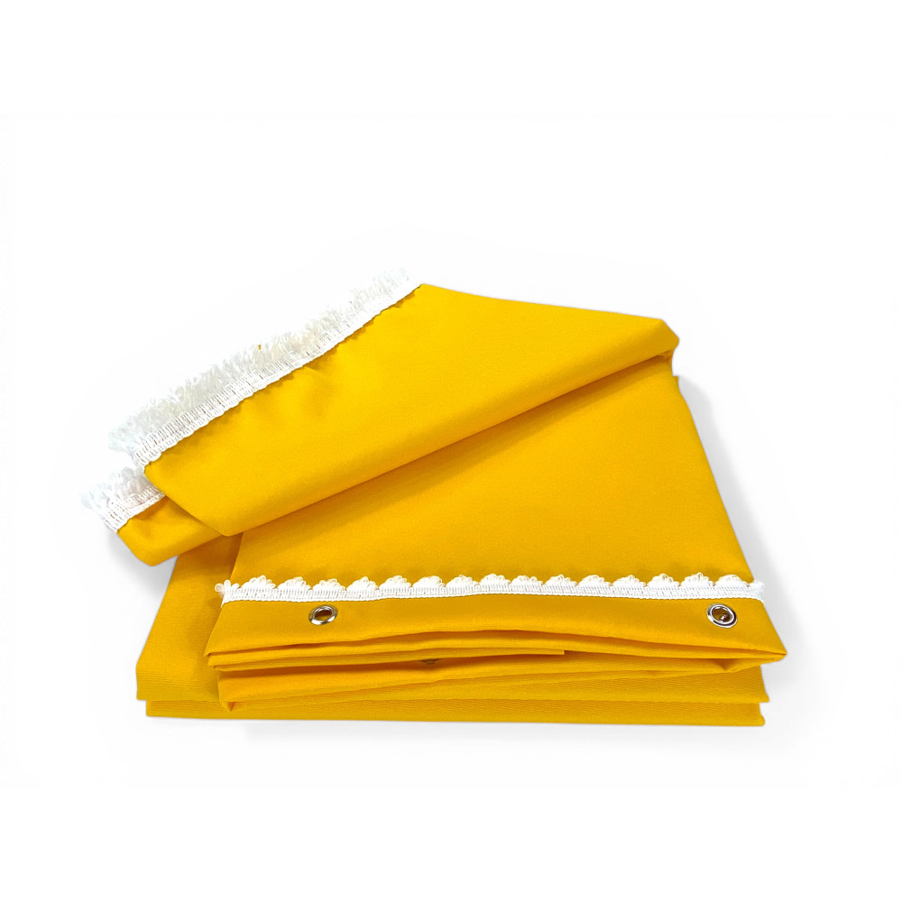 Auvent Vertigo Tex Family fil jaune uni imperméable 100 % polyester résistant à l’eau, œillets teints, frange en acier