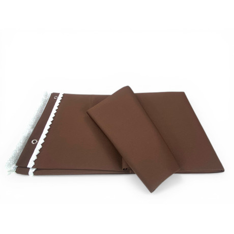 Tenda da Sole Vertigo Tex Family Marrone Unito 100% Poliestere Impermeabile Idrorepellente Tinto Filo Occhielli Acciaio Frangia