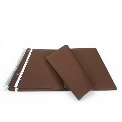 Vertigo Awning Tex Family Plain Brown 100% Polyester Waterproof Water Repellent Yarn Dyed Eyelets Steel Fringe