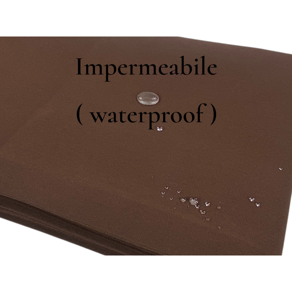 Auvent Vertigo Tex Family fil étanche imperméable 100 % polyester brun uni, œillets teints, frange en acier