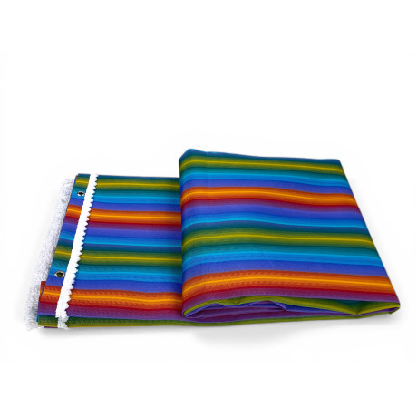 Tenda da Sole Vertigo Tex Family Multicolore 100% Poliestere Impermeabile Idrorepellente Tinto Filo Occhielli Acciaio Frangia