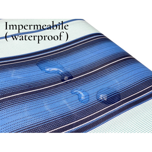 Auvent Vertigo Tex Family rayures bleu 100 % polyester imperméable laine d’œillets teints en acier